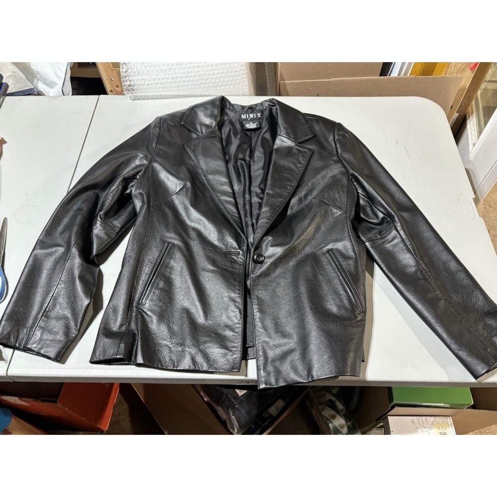 Vintage MIXIT BLACK LEATHER JACKET‎ COAT WOMENS 14